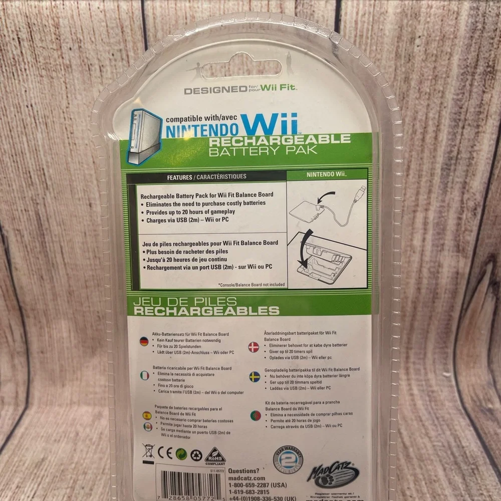 MadCatz Nintendo Wii Rechargeable Battery Pak for Wii Fit New
